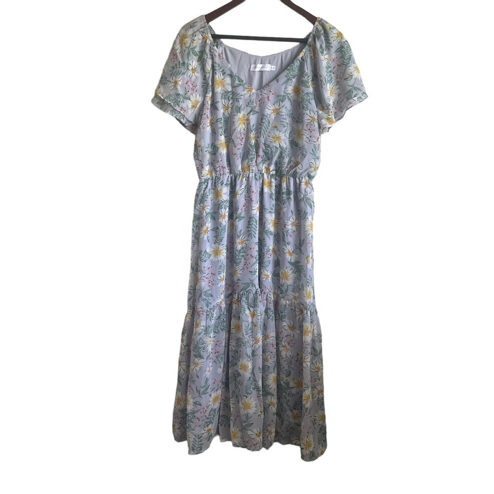 All In Favor Midi Dress Women S Flutter Sleeve Lined Tiered Cottagecare Modest